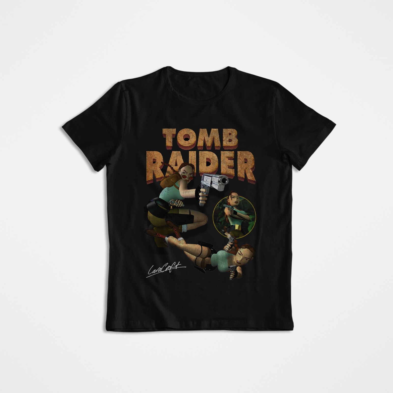 Retro Gaming T Shirts - Tomb Raider, Lara Croft, Koszulka Graficzna,